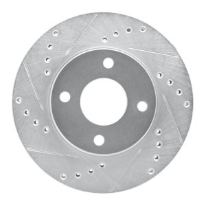 Ford Contour Brake Rotor (1) - Front Left - R1 Concepts - Drilled & Slotted - Silver - `95-`04